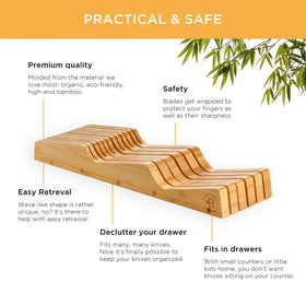 Bambüsi durable bamboo construction offers sturdy, knife-friendly storage.