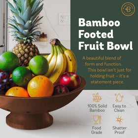 Bambüsi brown bamboo bowl showcases fruit storage with airy design.