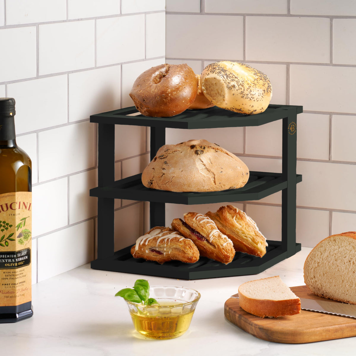 Bambüsi kitchen space saver helps maximize corners and shelves.
