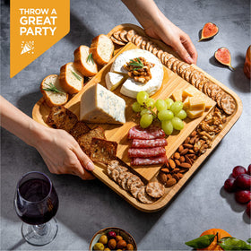 Bambüsi meat cheese platter idea showcases versatile serving for crackers, fruits, and dips.