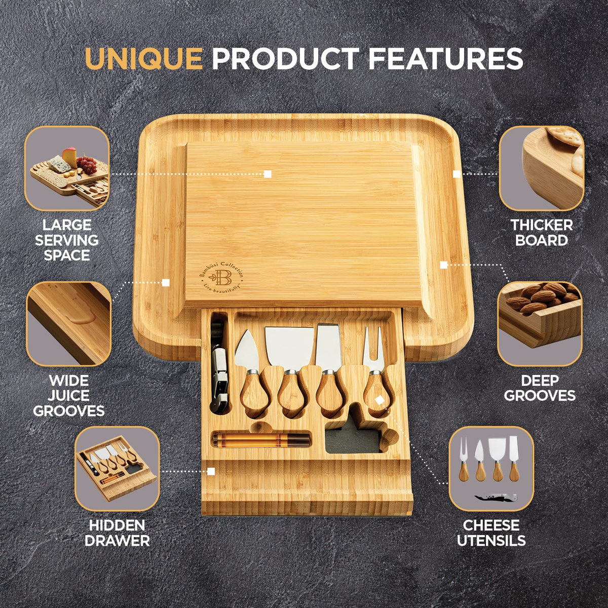 Bambüsi slate labels markers included demonstrate easy labeling for guests.