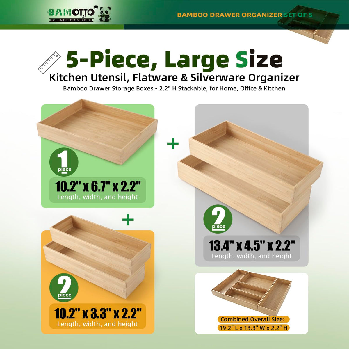 BAMOTTO CRAFTBAMBOO bamboo drawer organizer inside the drawer keeping utensils organized
