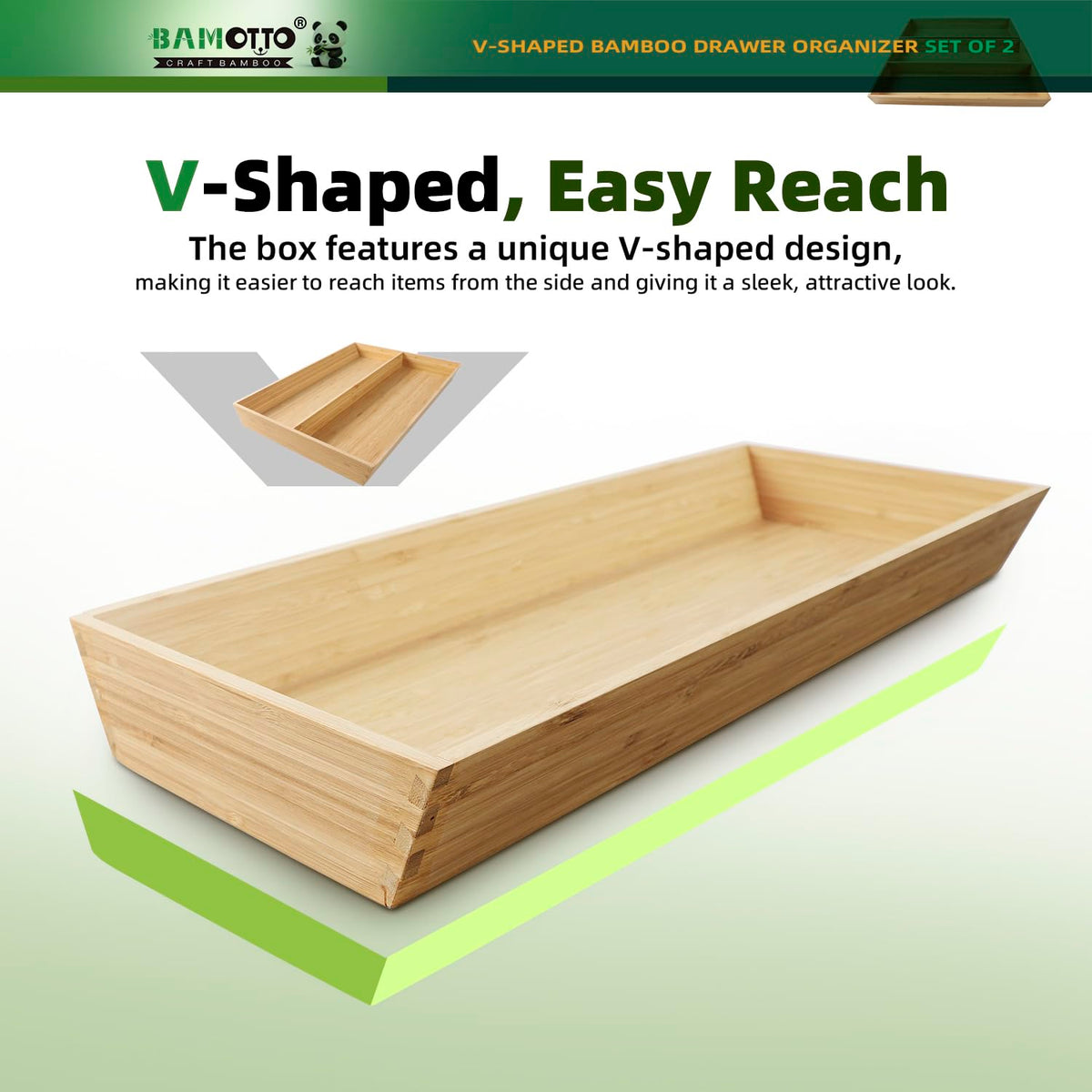 BAMOTTO CRAFTBAMBOO multipurpose storage ideal for kitchen, vanity, or office drawers.