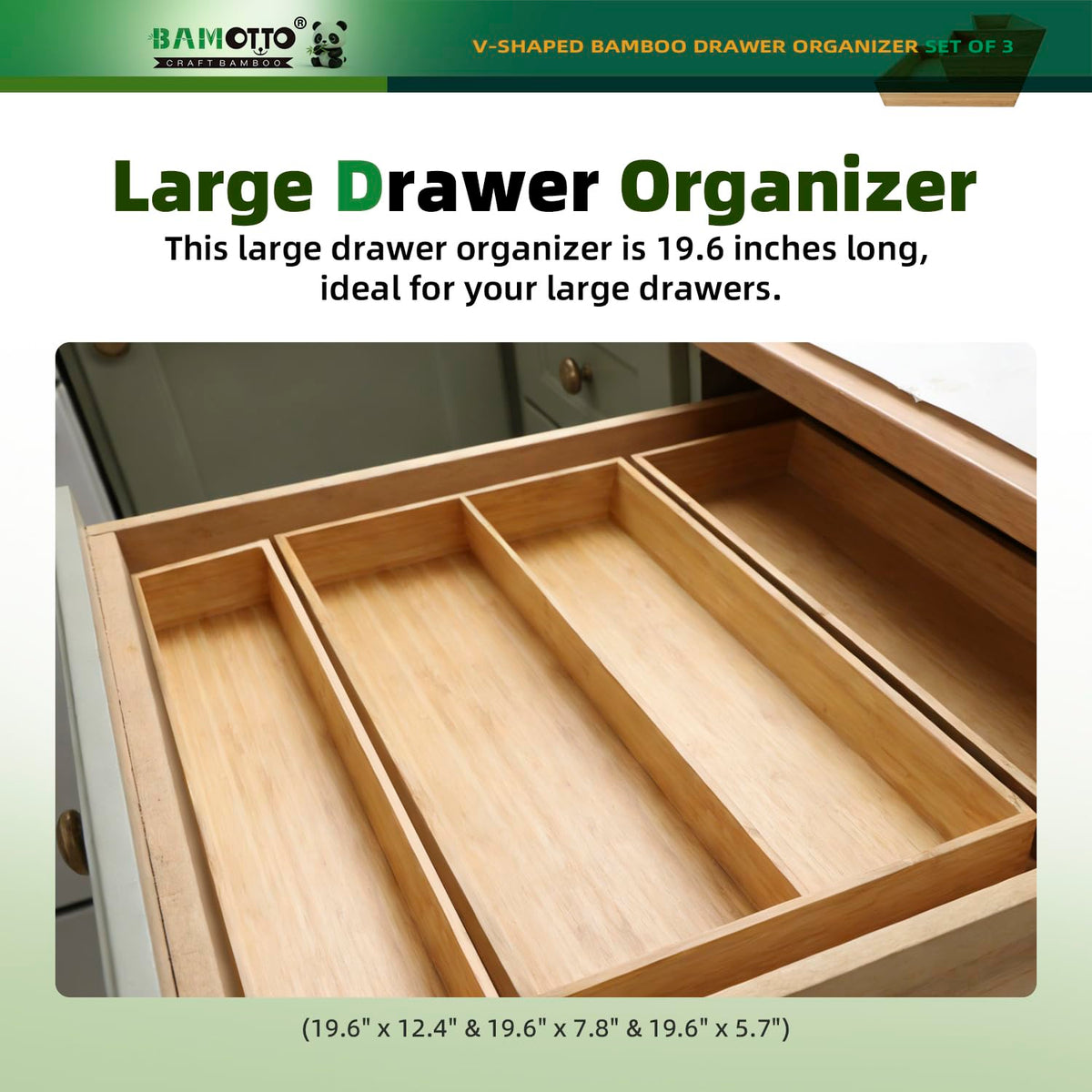 BAMOTTO CRAFTBAMBOO fits 19.6-inch drawers with versatile widths.