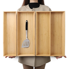 BAMOTTO CRAFTBAMBOO V-Shaped drawer organizer for easy utensil access.
