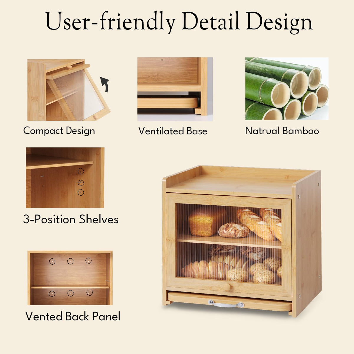bamzc brz bamboo bread box kitchen decor top demonstrates versatile counter use.