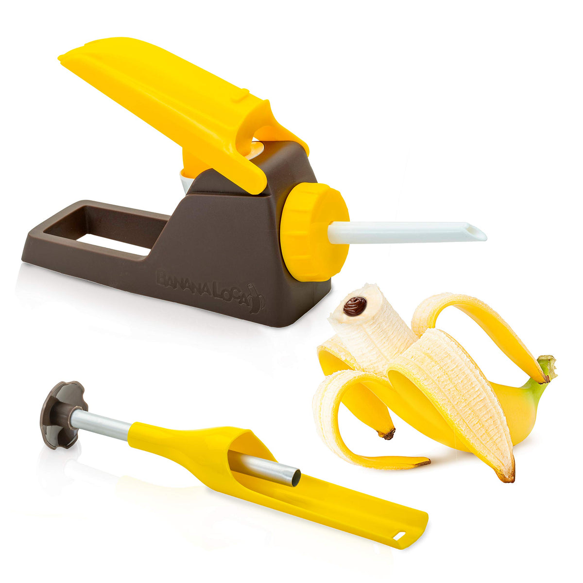 Banana Loca core and fill in a banana-in-peel for quick, mess-free snacks.