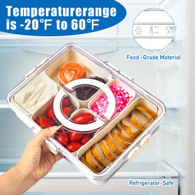 Bandesun clear serving tray grid layout emphasizes separate snack sections.