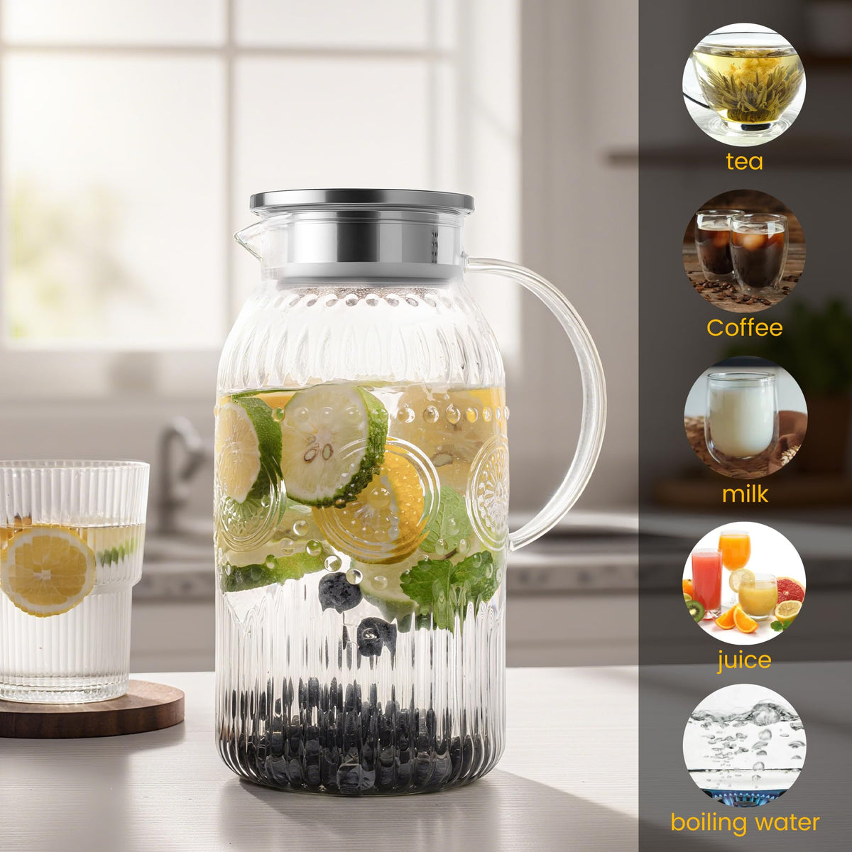 Bandesun glass carafe ready for picnics, parties, and daily hydration