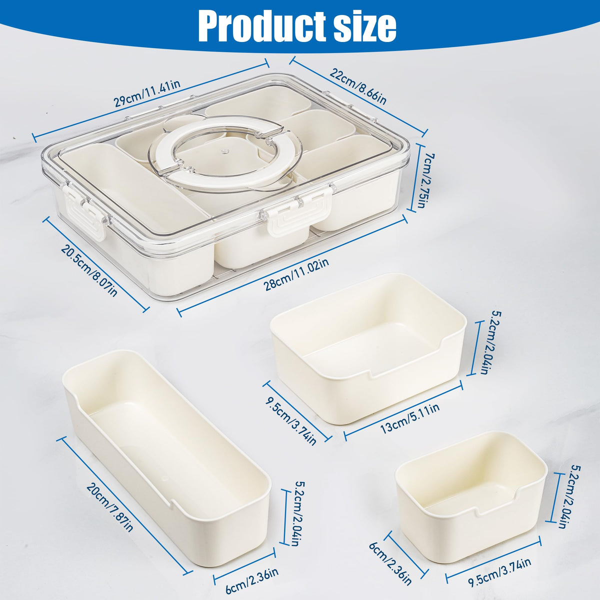 Bandesun snackle box close-up with lid, highlighting secure transport of treats.