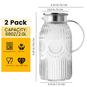 Bandesun vintage water carafe highlighting clear glass for cold brew