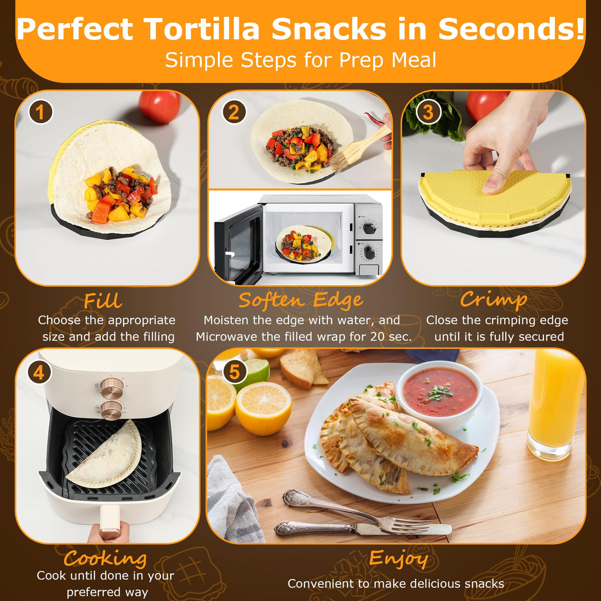 Bandiction tortilla sealer 8in size ideal for large tortillas and dumplings.