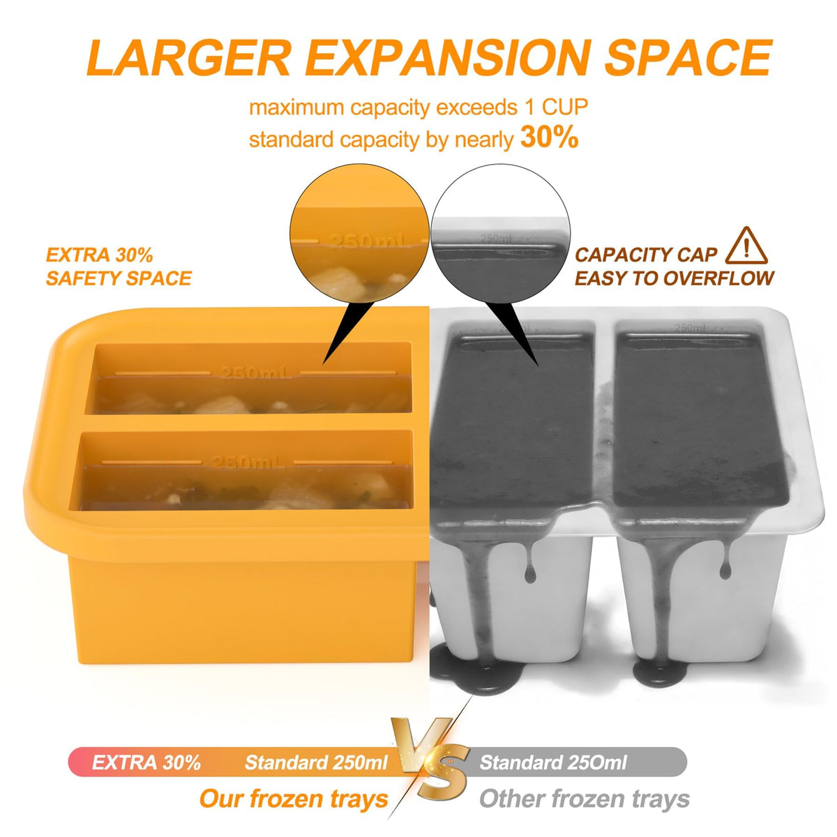Bangp easy-release silicone tray releasing frozen cubes effortlessly.