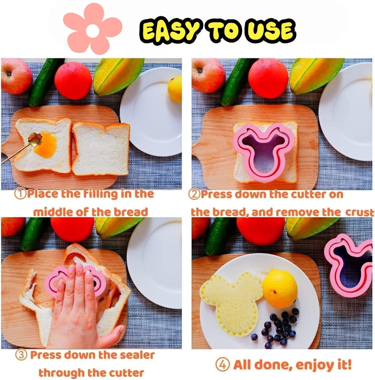 BANIC Uncrustable mouse shape cutter adds charm to kid-friendly crustless bites.