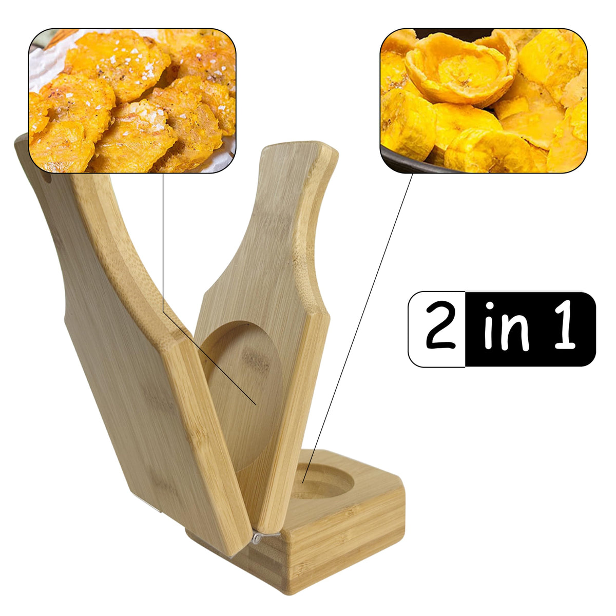Bantlou plantain cups-tostonera shapes stuffed plantains with even pressure.