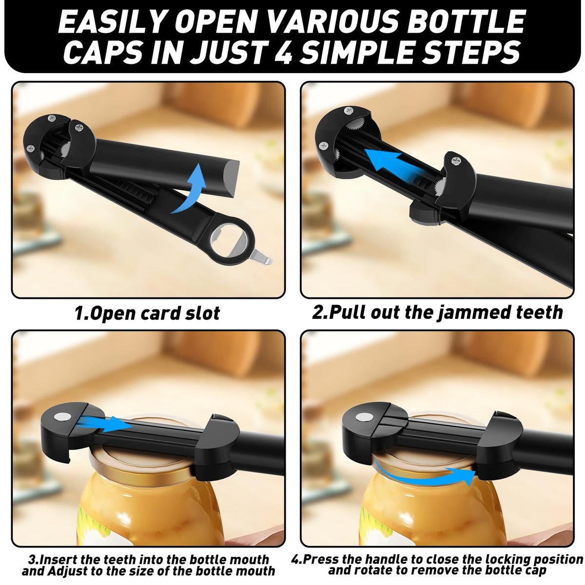 Banyaa magnet top keeps the opener on the fridge for easy reach.