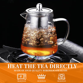 BanYakong two-size glass teapot for home or travel use (550ml and 950ml).