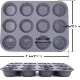 Baocuan 12-cup silicone muffin pan with nonstick surface for effortless release.