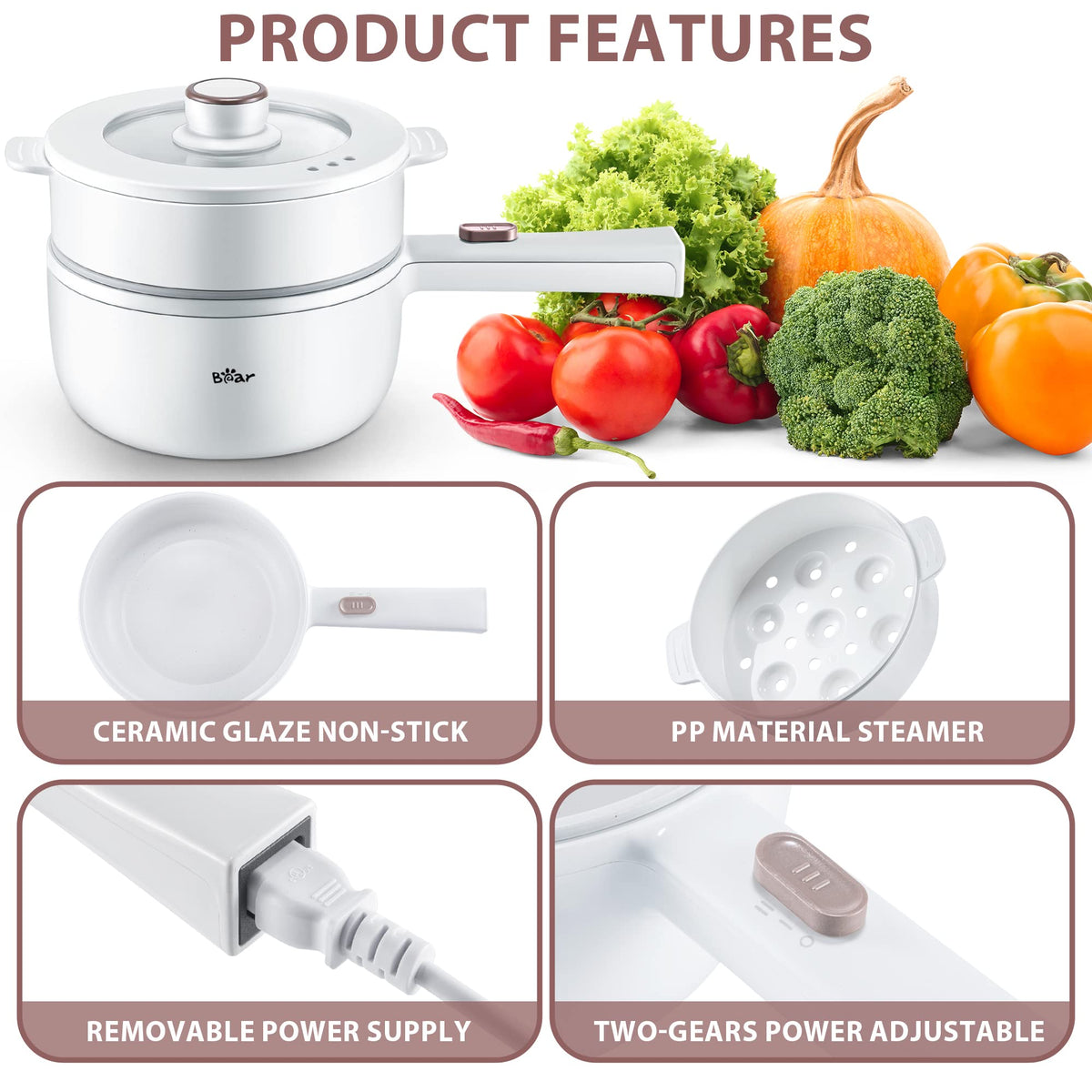 Bar Bear with power adjustable control enables customized cooking intensity.