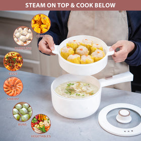 Bar Bear hot pot electric with steamer—non-stick pan ideal for searing steak or eggs.
