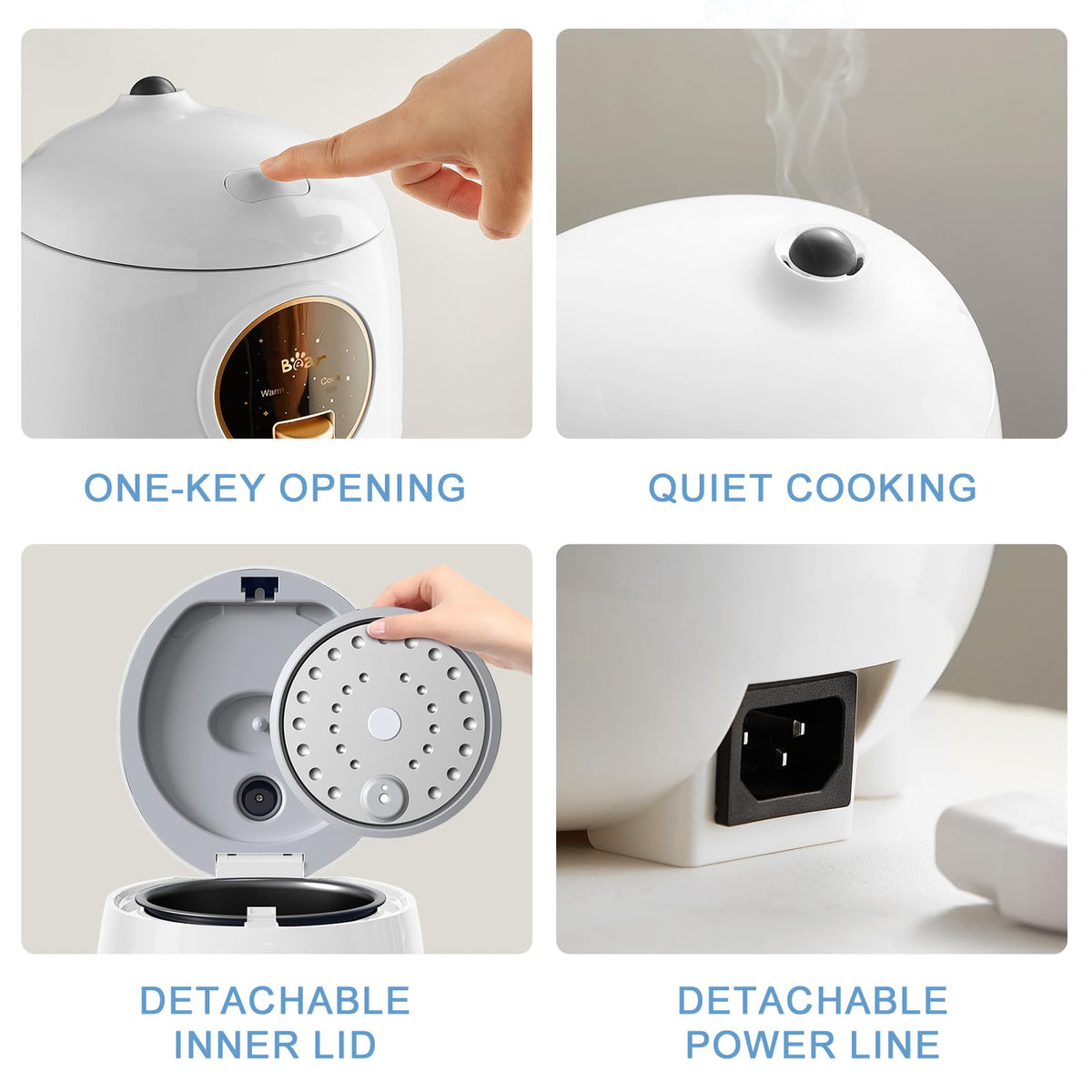 Bar Bear mini rice cooker in use on a compact dining setup.