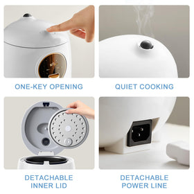 Bar Bear mini rice cooker in use on a compact dining setup.