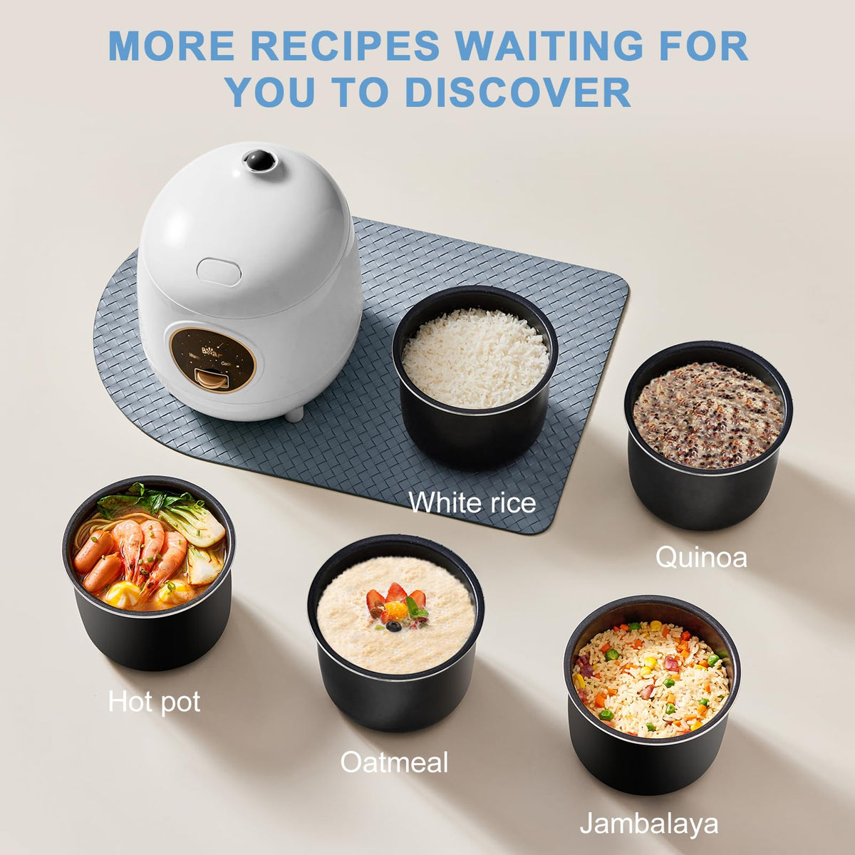 Bar Bear mini rice cooker lid detached shows simple, clean design.