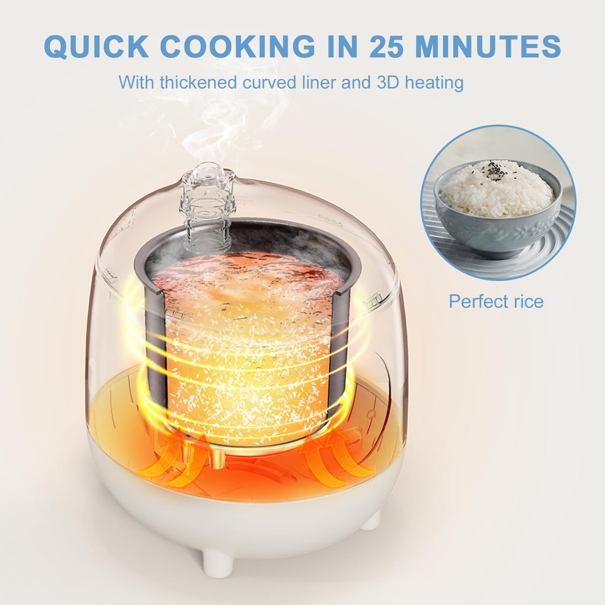 Bar Bear mini rice cooker measuring cup included for accurate portions.
