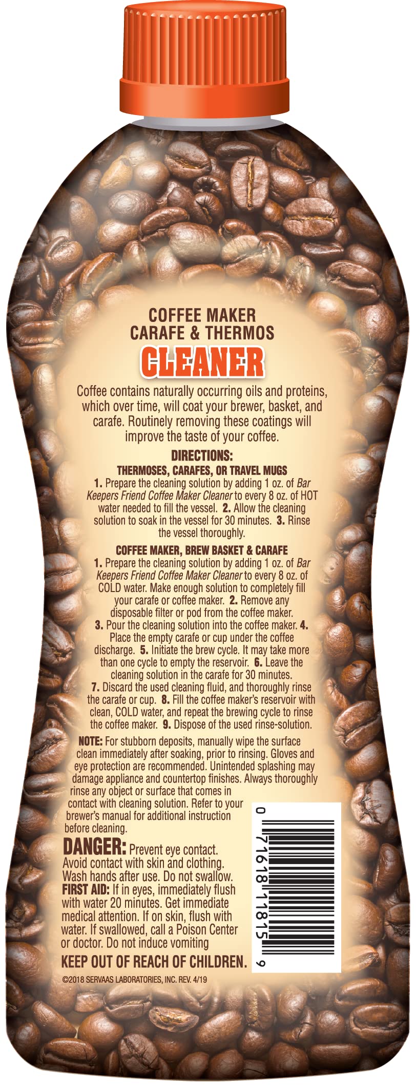 Bar Keepers Friend coffee cleaner on an espresso machine for residue removal.