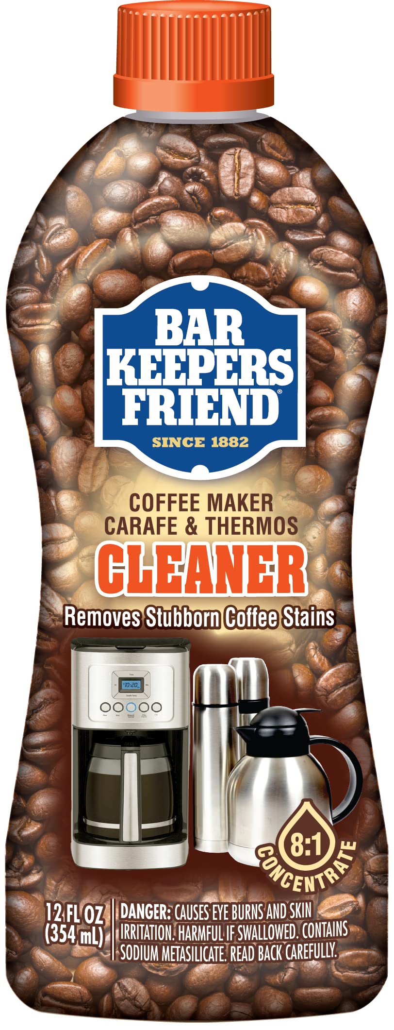 Bar Keepers Friend cleaner shown cleaning a carafe for clearer beverage.