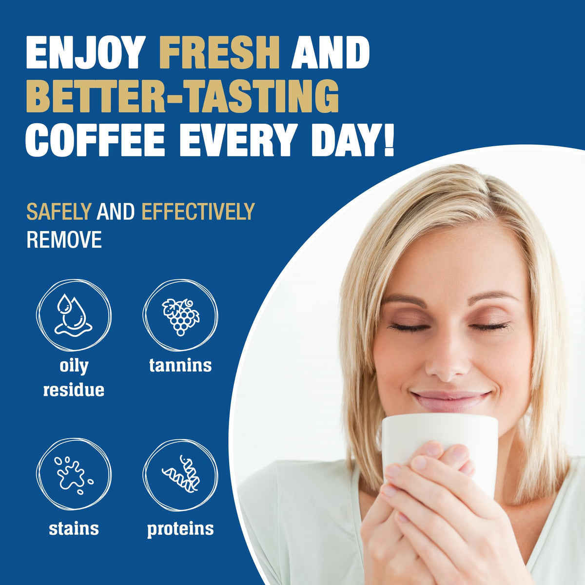Bar Keepers Friend Coffee Maker Cleaner applied to a carafe for clarity and cleanliness.