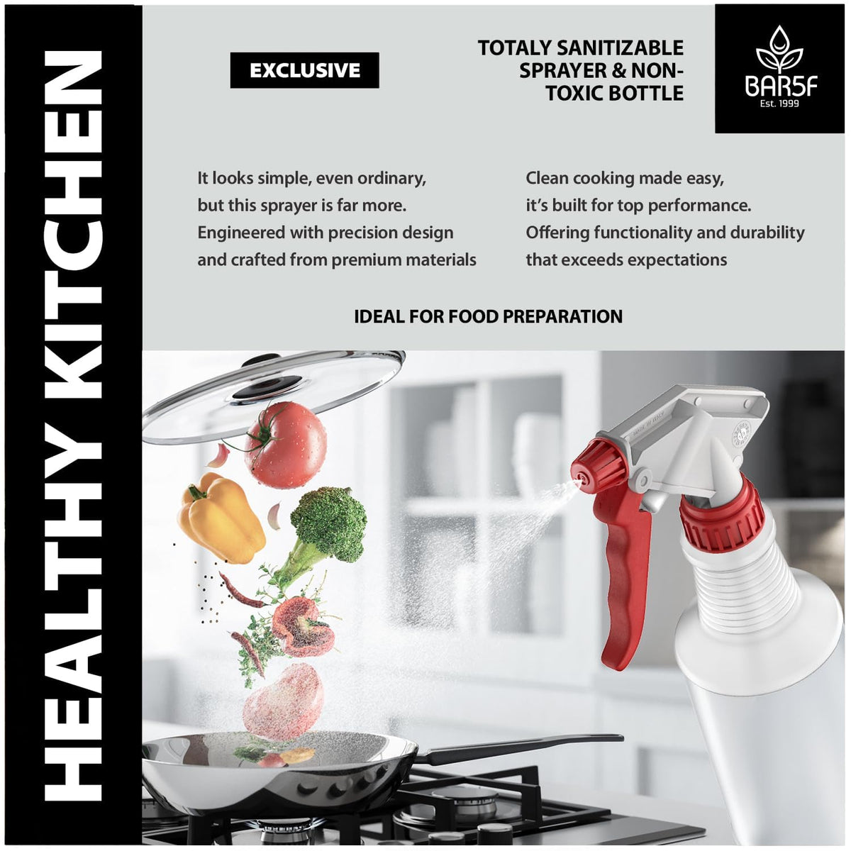 Bar5F ergonomic trigger spray delivers control while grilling or baking