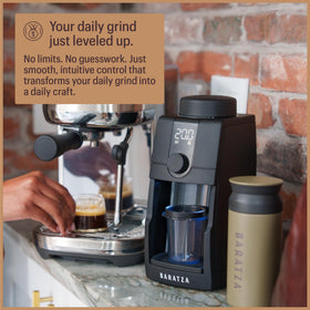 Baratza Encore ESP Pro burr-removal view highlights tool-free maintenance.