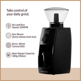 Baratza Encore ESP Pro grinder stepless dial close-up for ultra-precise grind settings.