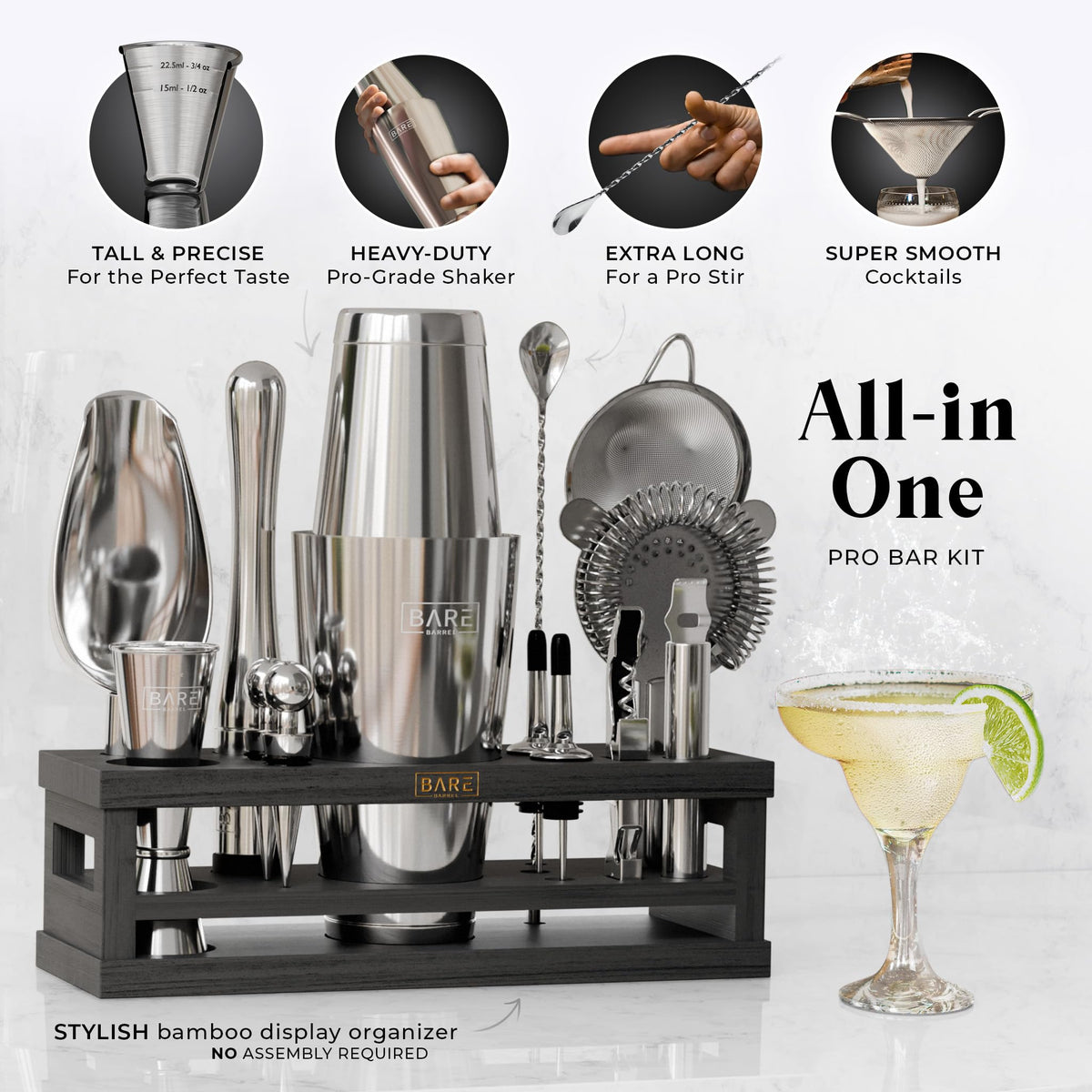 Bare Barrel stainless steel bar tools for durable bartending