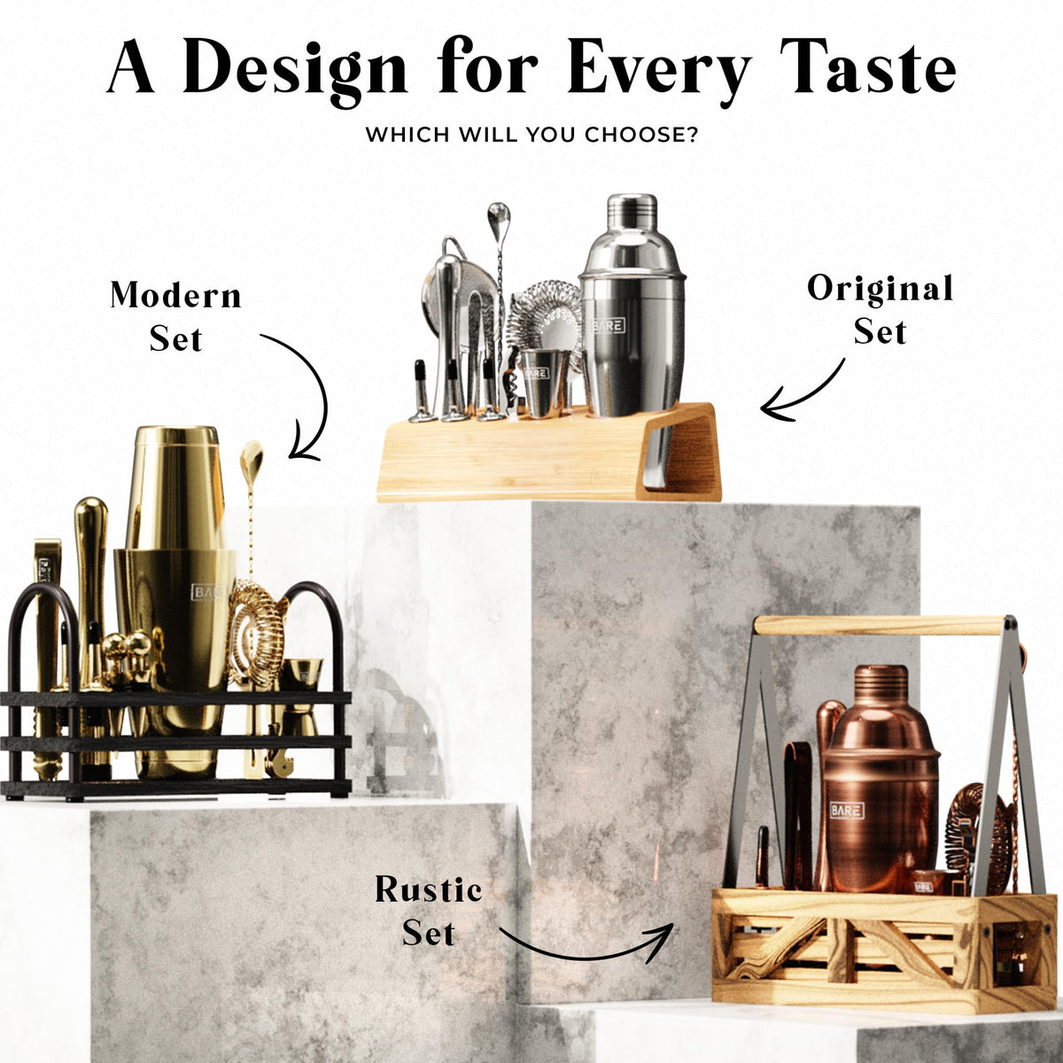 Bare Barrel home bar setup for confident cocktail making.