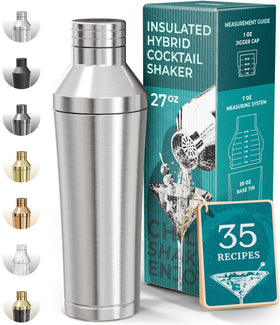Bare Barrel insulated cocktail shaker set with double-wall design for cold, condensation-free drinks.