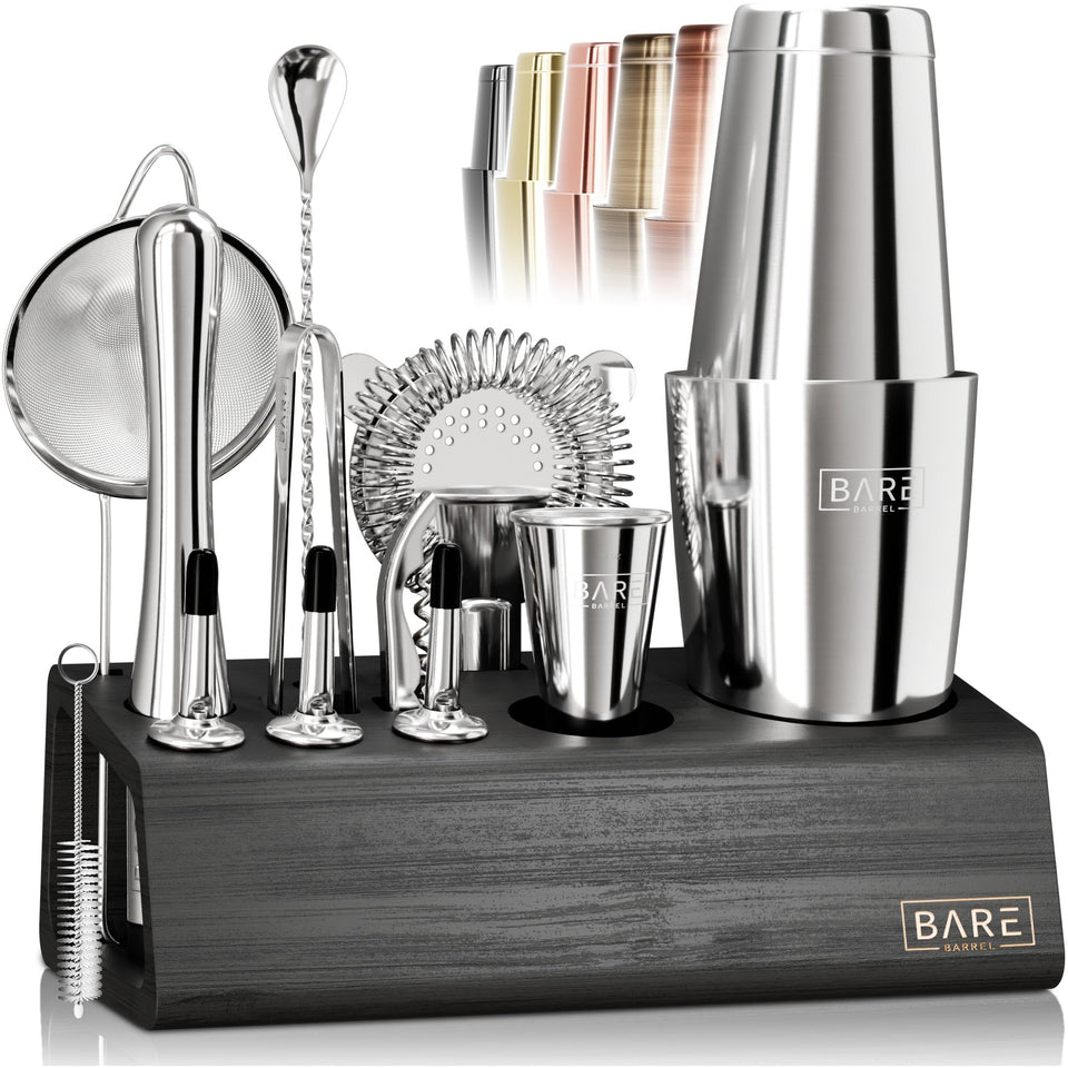 Bare Barrel Mixology barset 14-piece cocktail shaker elevates home bartending with complete tools.