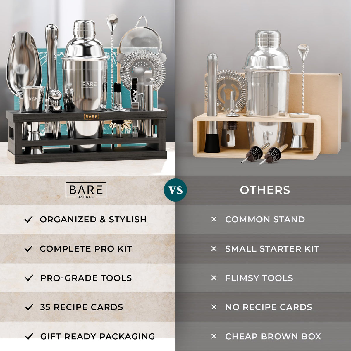 Bare Barrel stainless steel tools resist rust for long-lasting bar prep