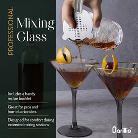 Barillio Diamond-etched grip on the mixing glass adds comfort and durability.