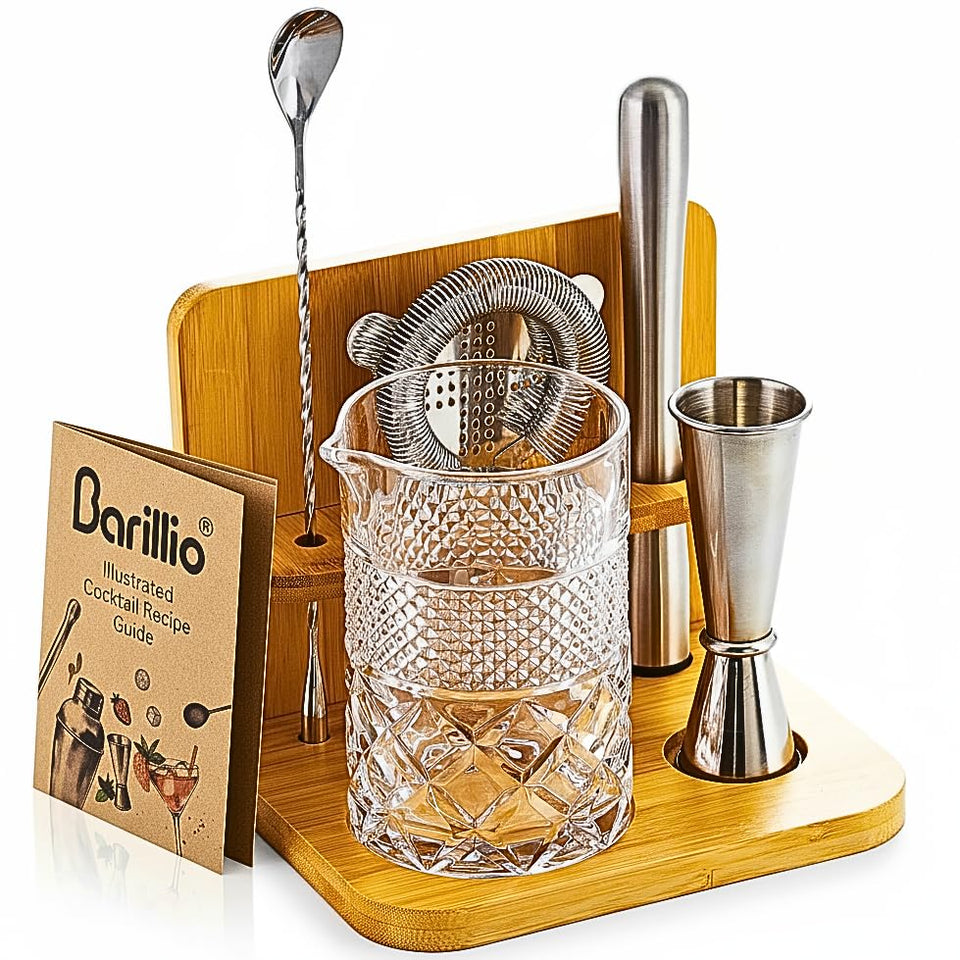 Barillio 24oz crystal mixing glass with weighted base for stable stirring and precise pours