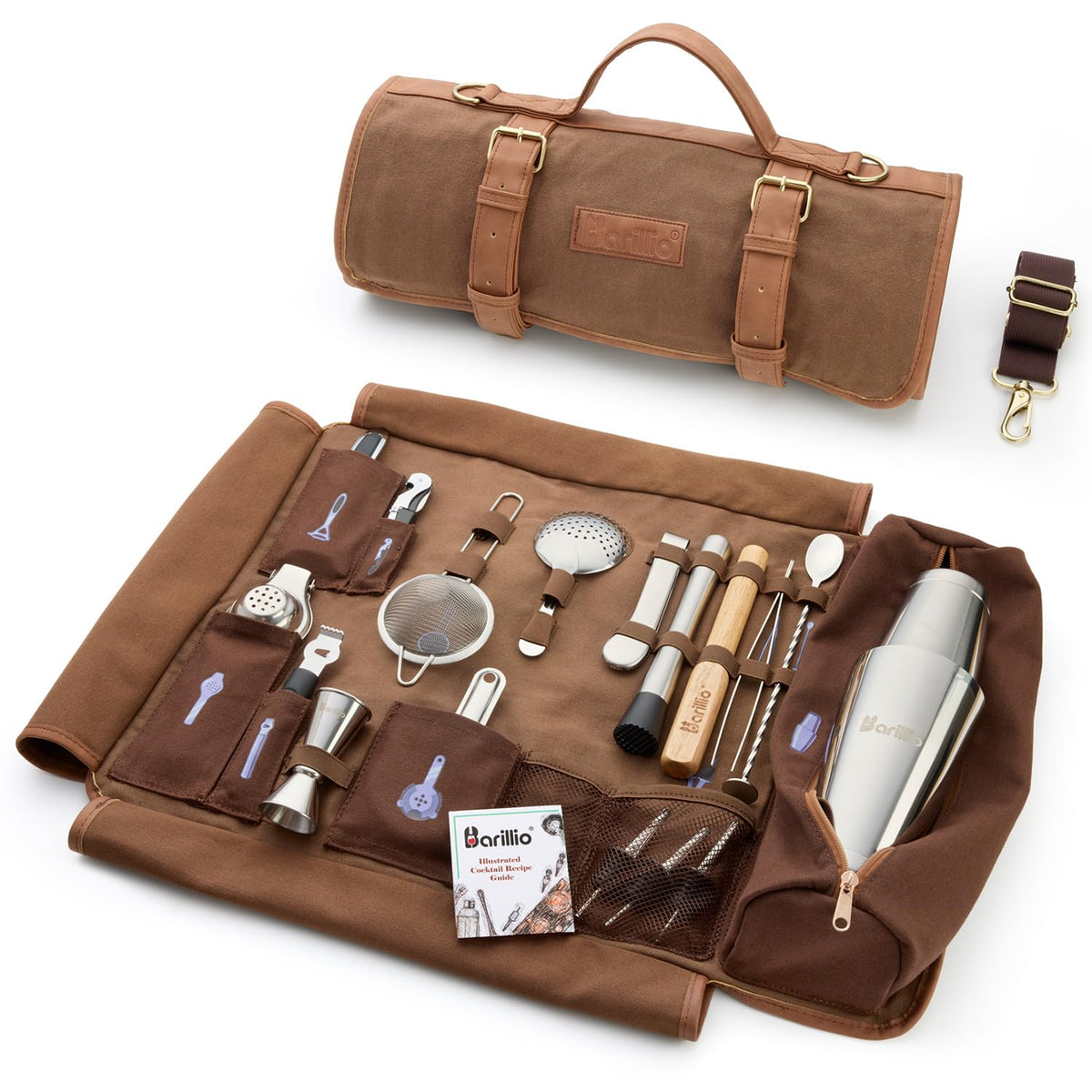 Barillio bartender kit bag shown for portable cocktails on the go.