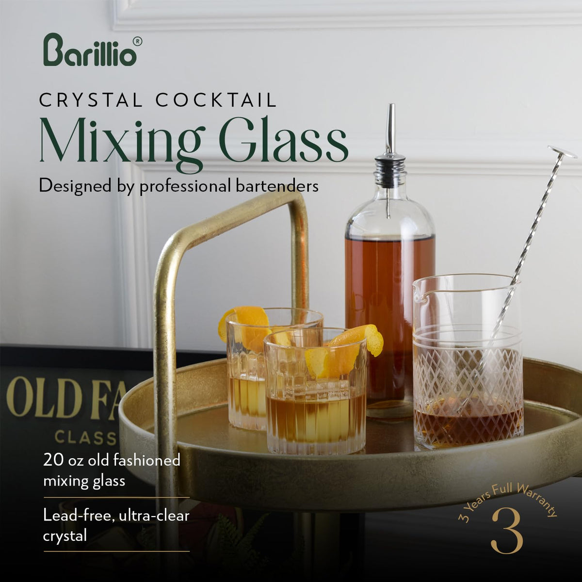 Barillio diamond-etched pattern adds grip and elegance for comfortable handling.
