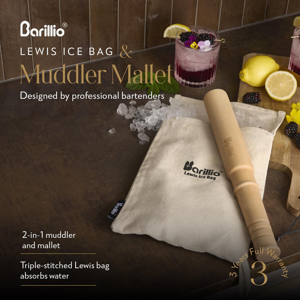 Barillio Lewis bag in canvas absorbs moisture to keep ice crisp.
