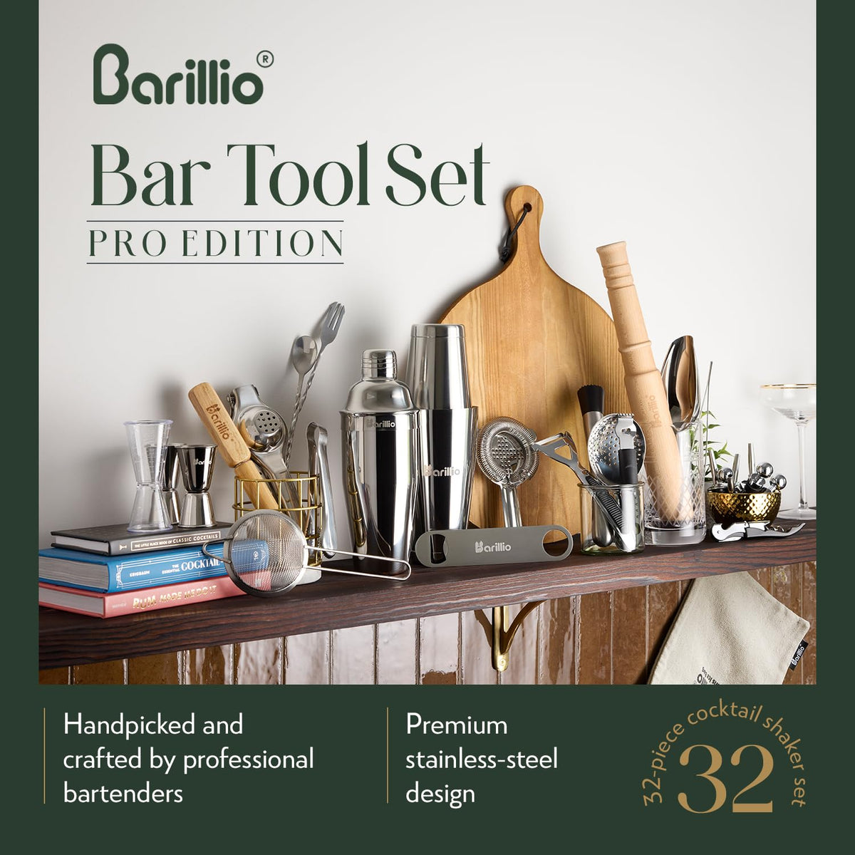 Barillio Pro Edition stainless-steel muddler: effortless muddling for fresh flavors.