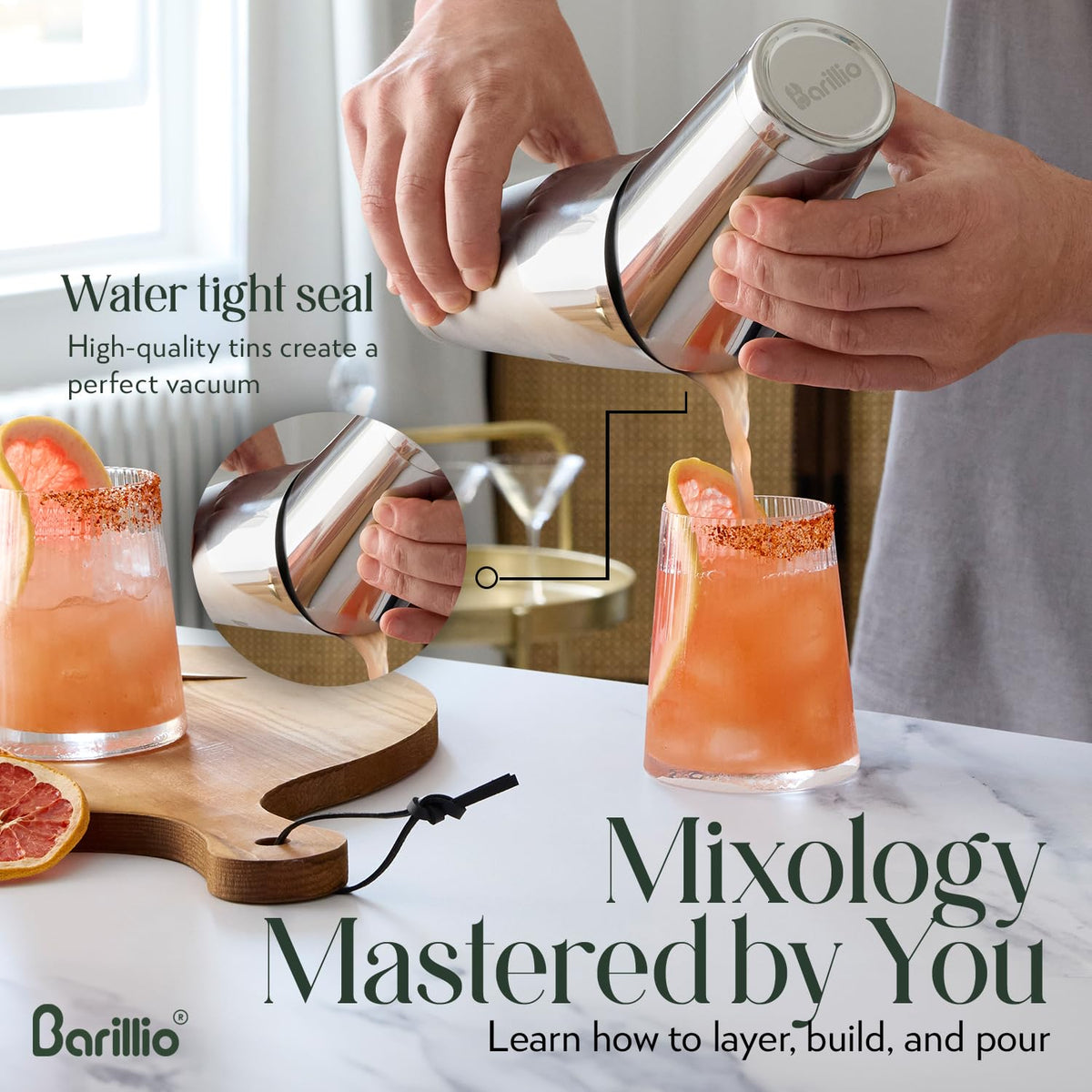 Barillio recipe booklet included to spark mixology ideas.