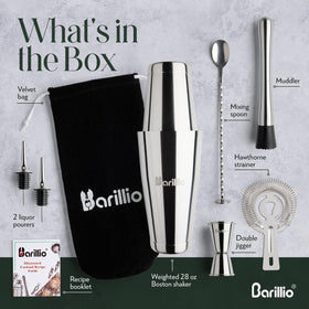 Barillio stainless steel bartender accessories for durable rustproof use.