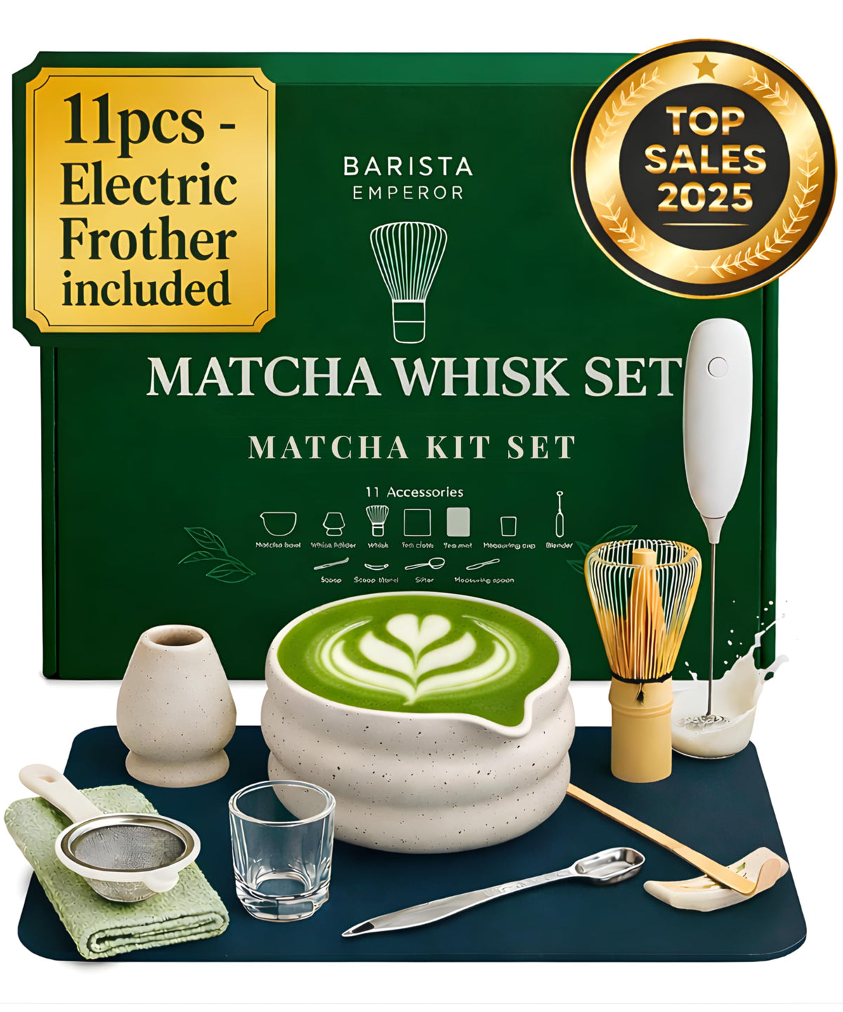 Barista Emperor Matcha Whisk Set all-in-one kit for a calming morning ritual.