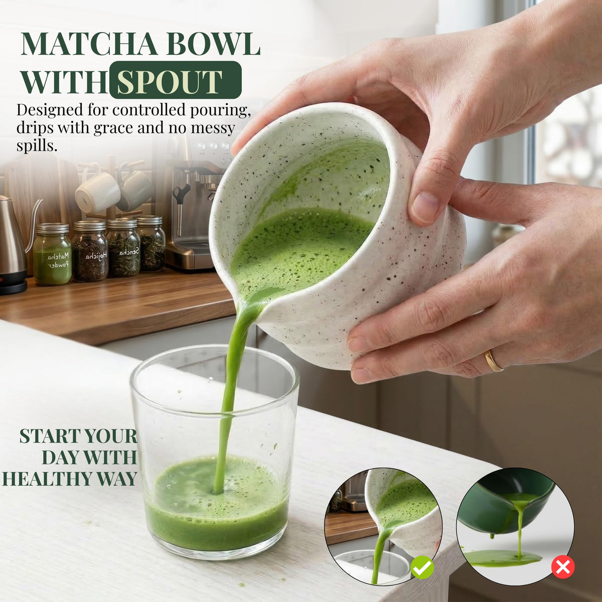 Barista Emperor Matcha Whisk Set measuring spoon for accurate portions.