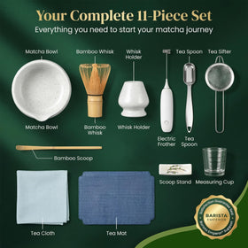 Barista Emperor Matcha Whisk Set sifter ready for precise measurements.